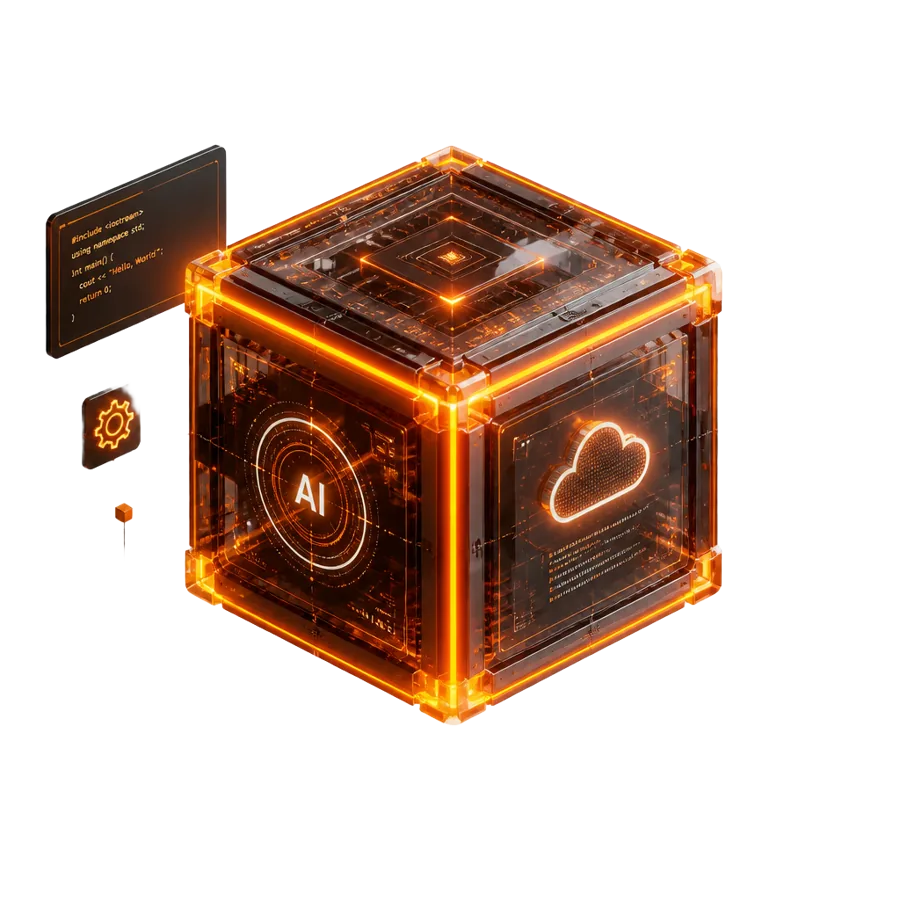 WebCuber 3D holographic cube — custom development, AI and cloud